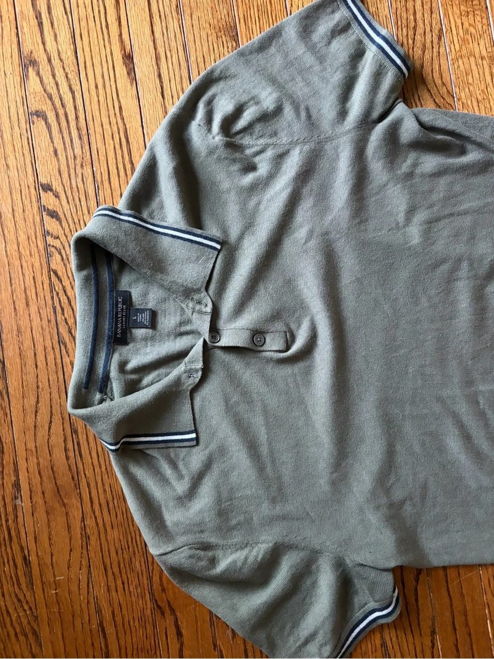 Banana Republic Olive Green Sweater with Navy Trim